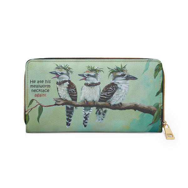 He Ate His Mealworm Necklace AGAIN! - Funny Kookaburra Zipper Wallet