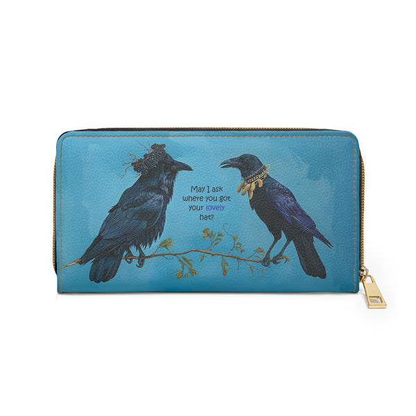 Crow and Raven Peanut Necklace, Wallet, Bird Wallet, Wallet Women, Blackberry Hat, Wallet with Zipper, Crow, Raven, Funny Bird