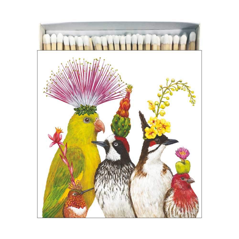 The Entourage- Square Decorative Bird Matches - Artwork by Vicki Sawyer