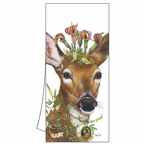 Christmas Princess - Holiday Deer Kitchen Towel with Artwork by Vicki Sawyer