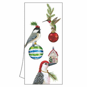 The Tree Trimmers Holiday Kitchen Towel with artwork by Vicki Sawyer