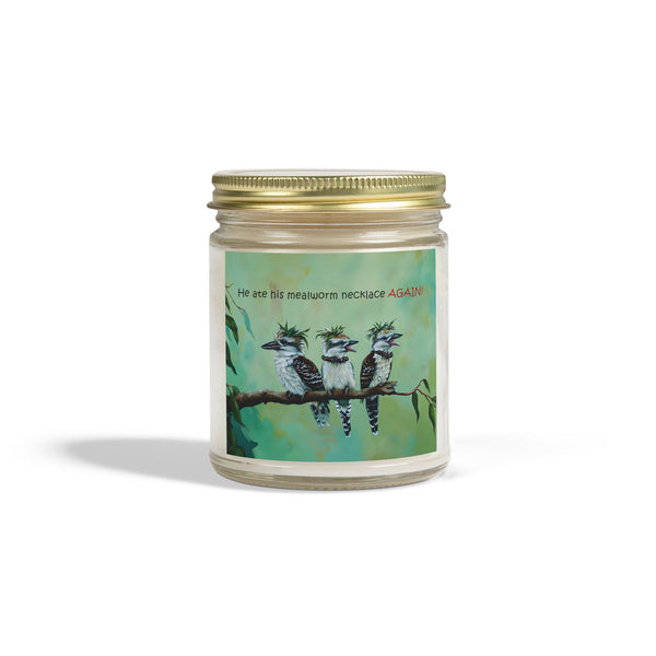 Whimsical Kookaburra Scented Candle - Coconut Apricot Wax, Unique Gift for Australia Bird Lovers, Home Decor, 9 oz