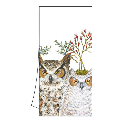 Holiday Hoot - Winter Owl Kitchen Towel with Artwork by Vicki Sawyer