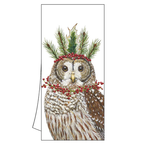 Candace - Holiday Owl Kitchen Towel with Artwork by Vicki Sawyer