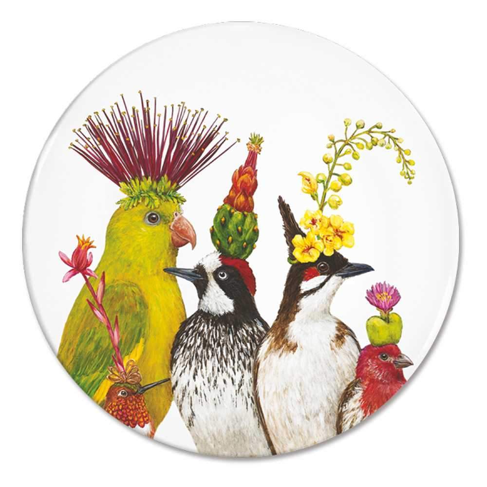 "The Entourage" 7-inch Round Bird Appetizer Plate - Artwork by Vicki Sawyer