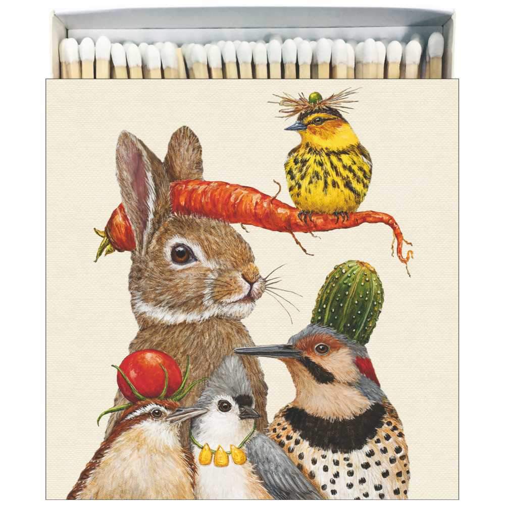 Harvest Party - Square Decorative Bird and Rabbit Matches - Artwork by Vicki Sawyer